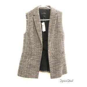 Long length Black and white tweed vest
